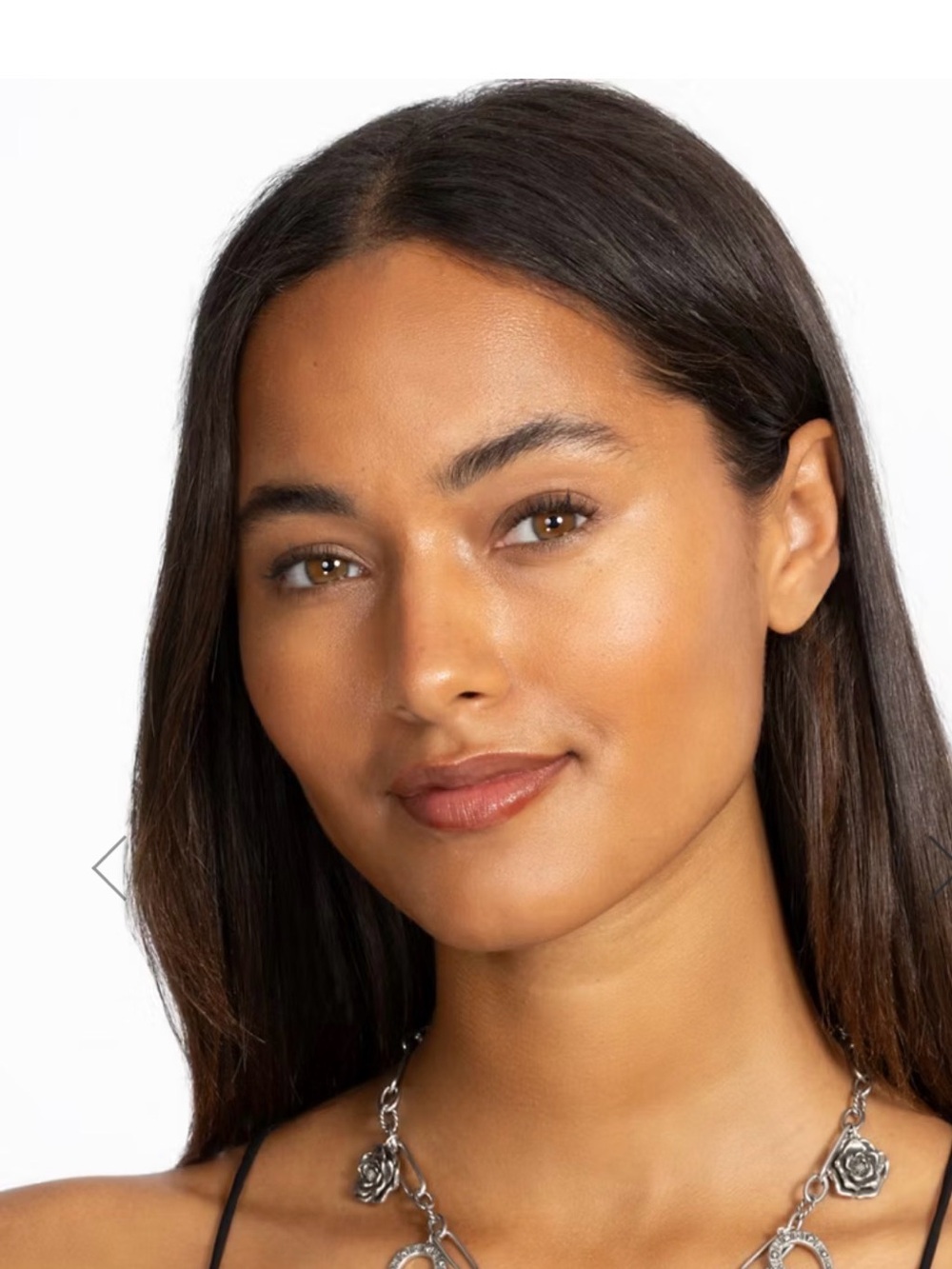 Silver Floral Link Necklace - Statement Chain